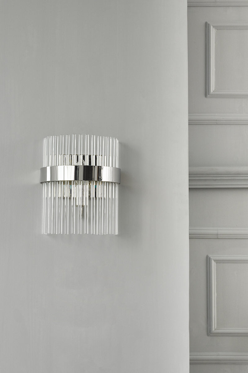 Laura Ashley Alexa Wall Light Polished Nickel Glass