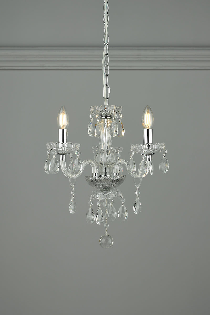Laura Ashley Harriet 3 Light Crystal & Polished Chrome Chandelier