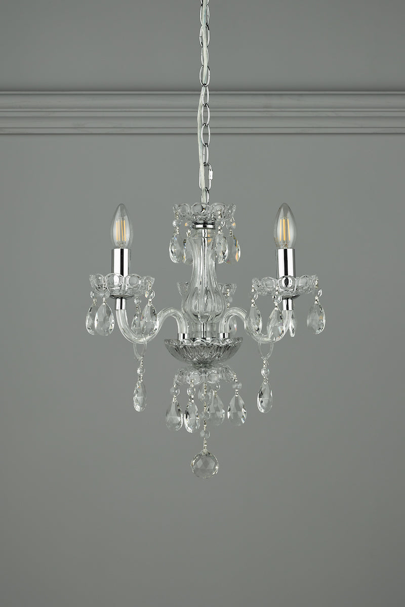 Laura Ashley Harriet 3 Light Crystal & Polished Chrome Chandelier