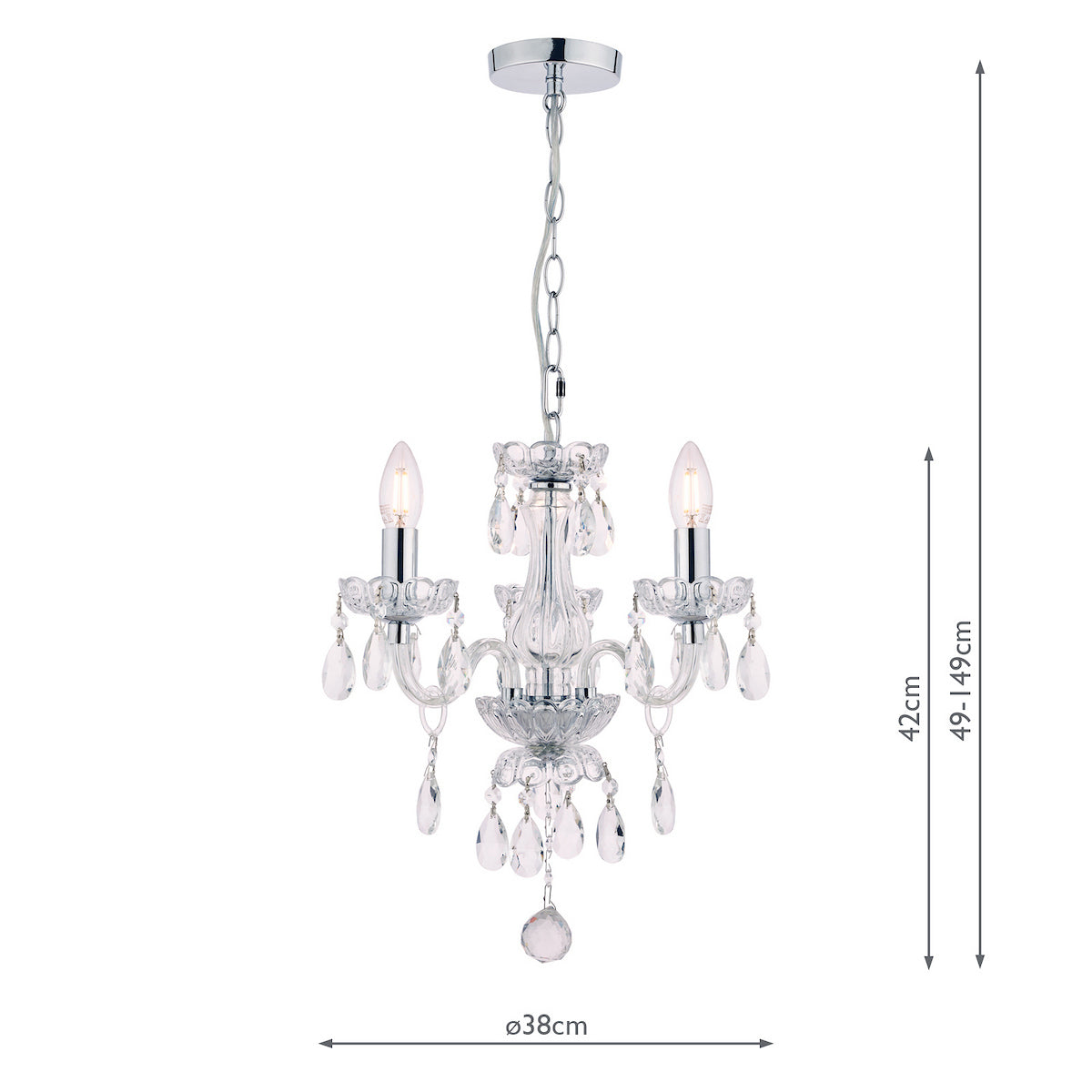 Laura Ashley Harriet 3 Light Crystal & Polished Chrome Chandelier