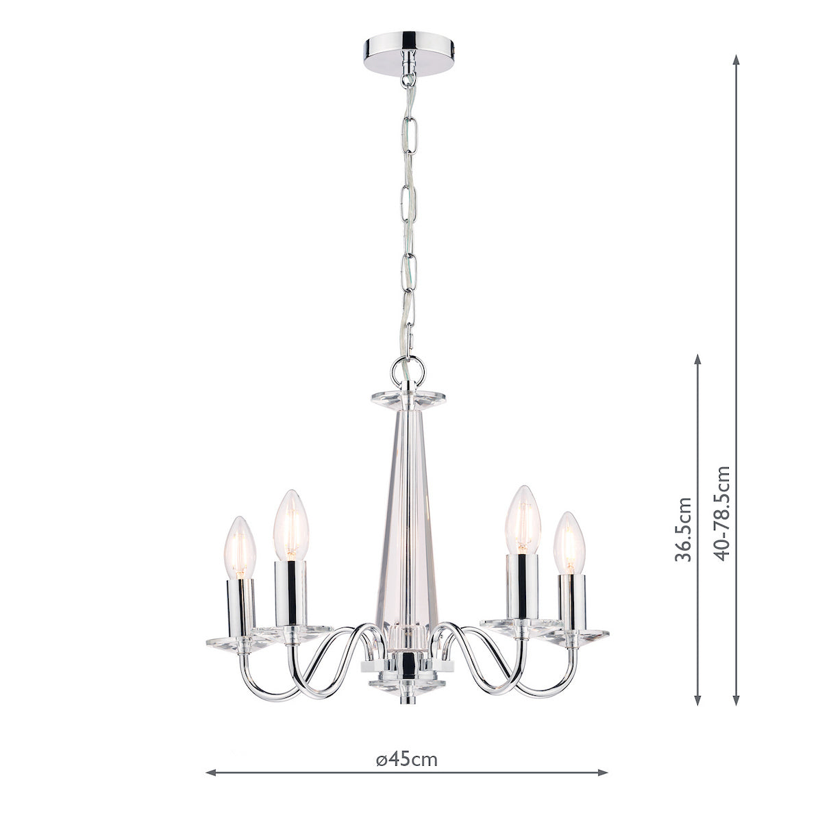 Laura Ashley Blake 5lt Chandelier Cut Glass & Polished Chrome