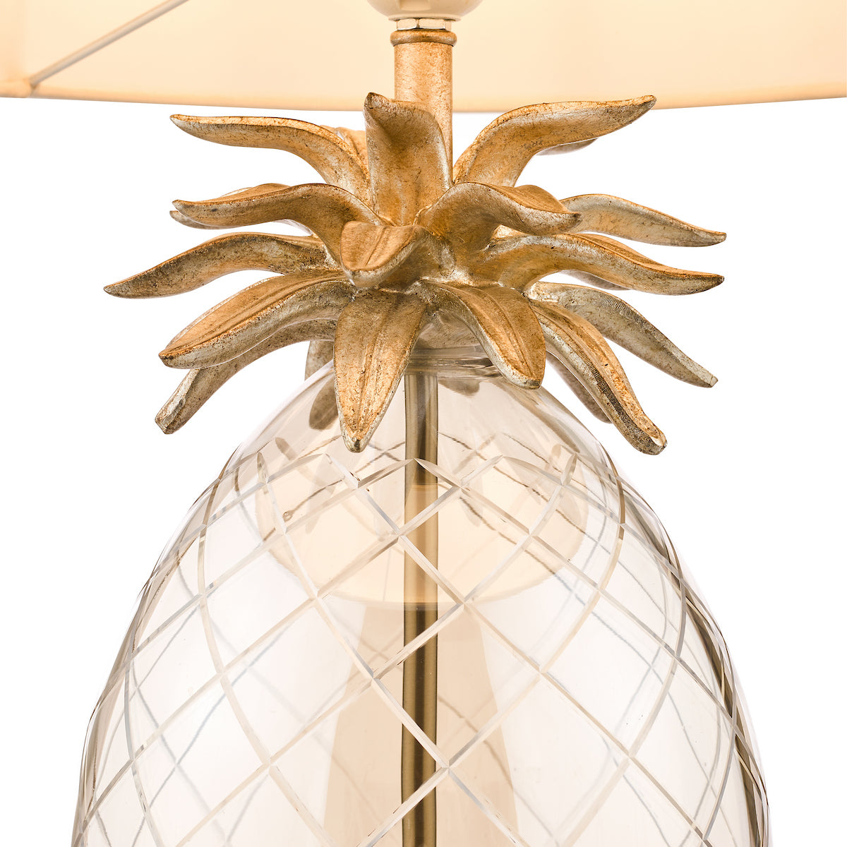 Laura Ashley Pineapple Large Table Lamp Champagne Cut Glass With Shade