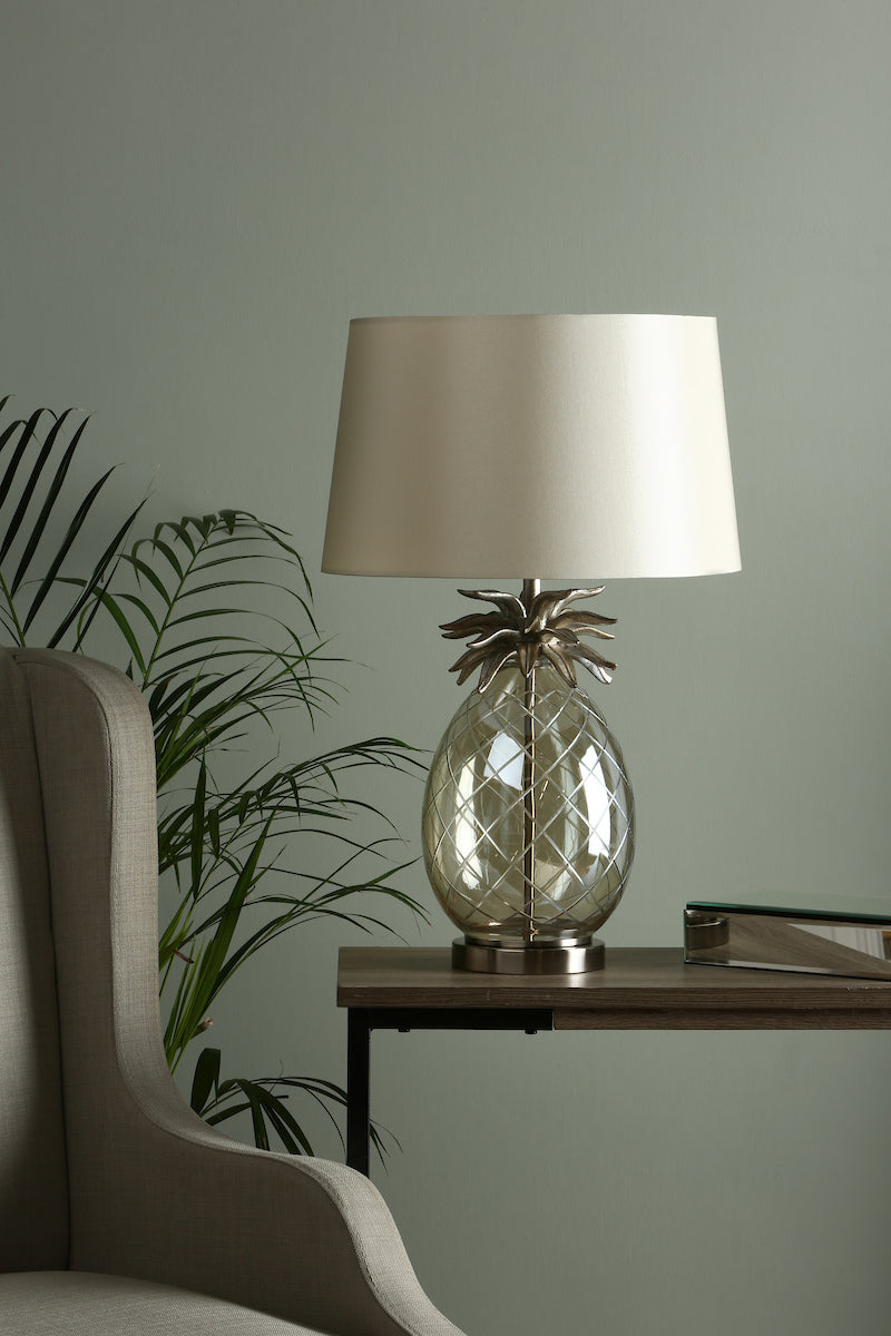 Laura Ashley Pineapple Large Table Lamp Champagne Cut Glass With Shade