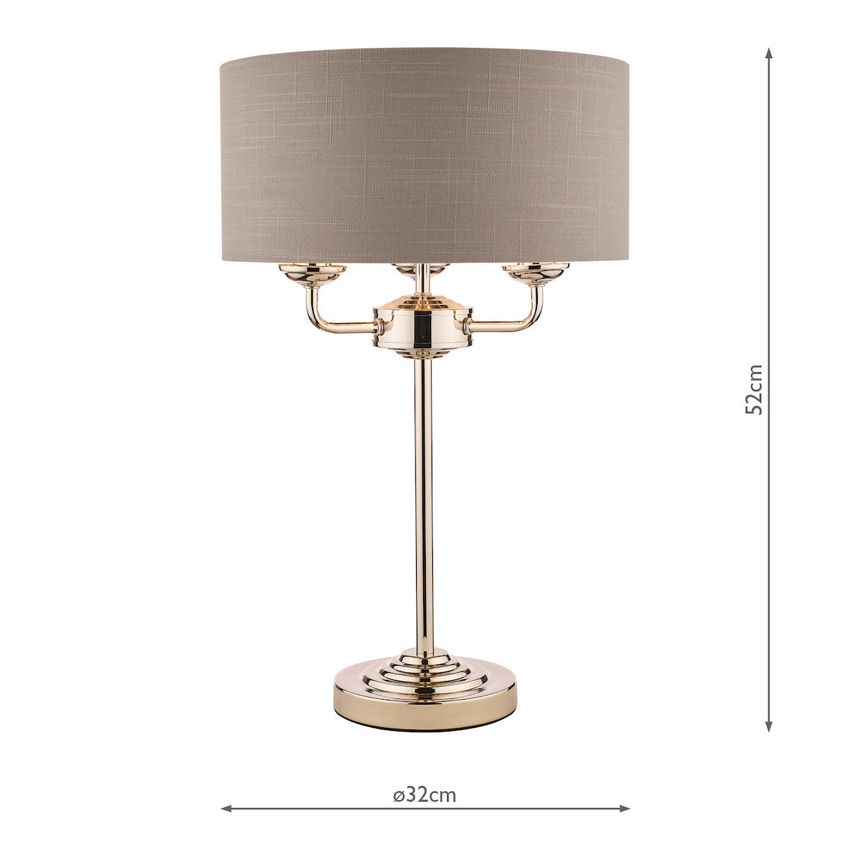 Laura Ashley Sorrento 3 Light Table Lamp Polished Nickel With Charcoal Grey Shade