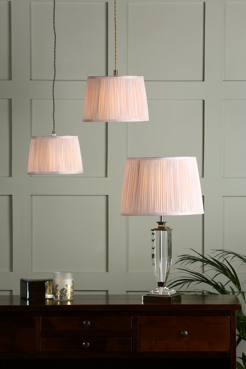 Laura Ashley Hemsley Pleated Silk Empire Drum Shade Pink 30cm/12 inch
