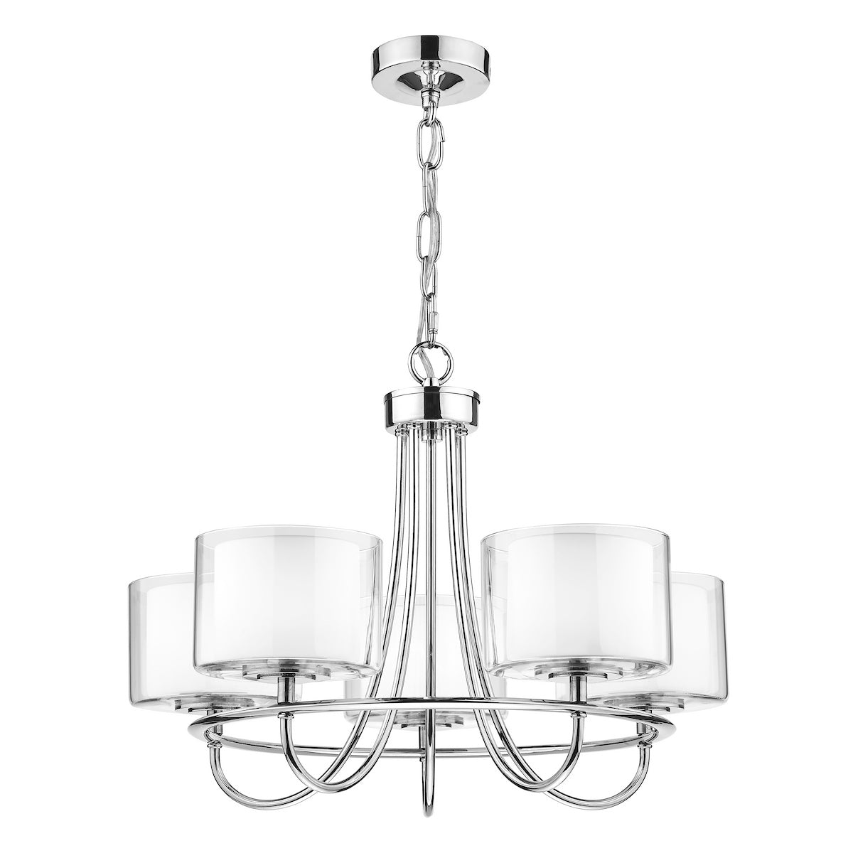 Laura Ashley Southwell 5lt Chandelier Polished Nickel & Glass Shades