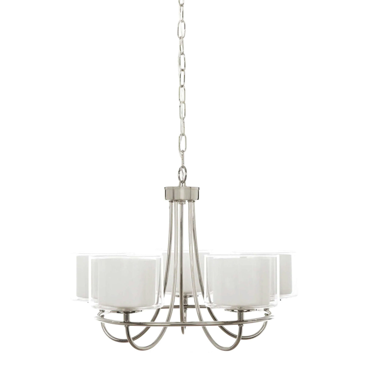 Laura Ashley Southwell 5lt Chandelier Polished Nickel & Glass Shades