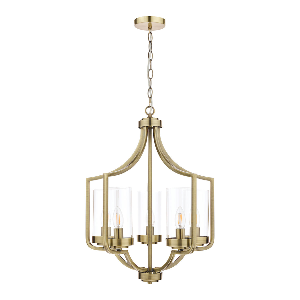 Laura Ashley Joseph 5lt Chandelier Antique Brass Glass