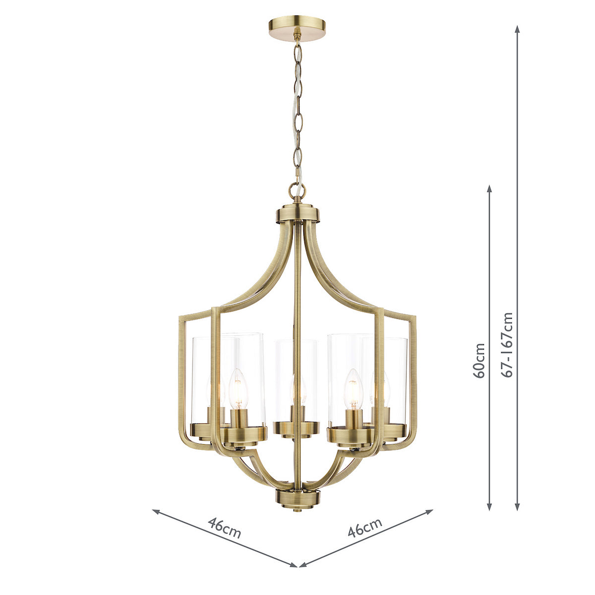 Laura Ashley Joseph 5lt Chandelier Antique Brass Glass