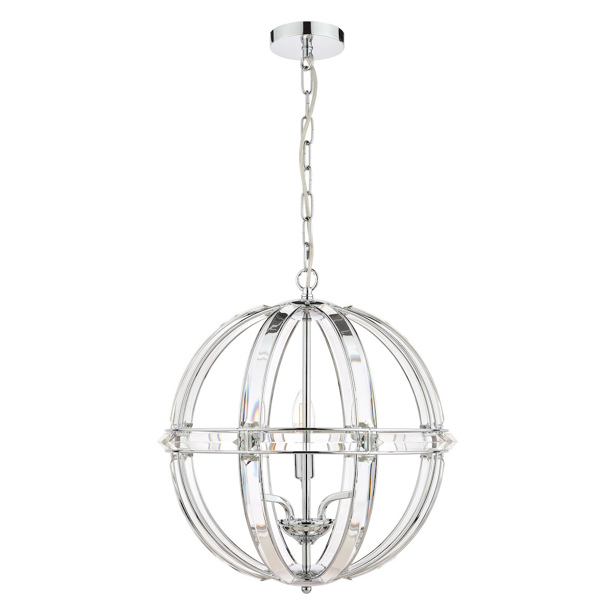 Laura Ashley Aidan Glass & Polished Chrome 3 Light Globe Chandelier