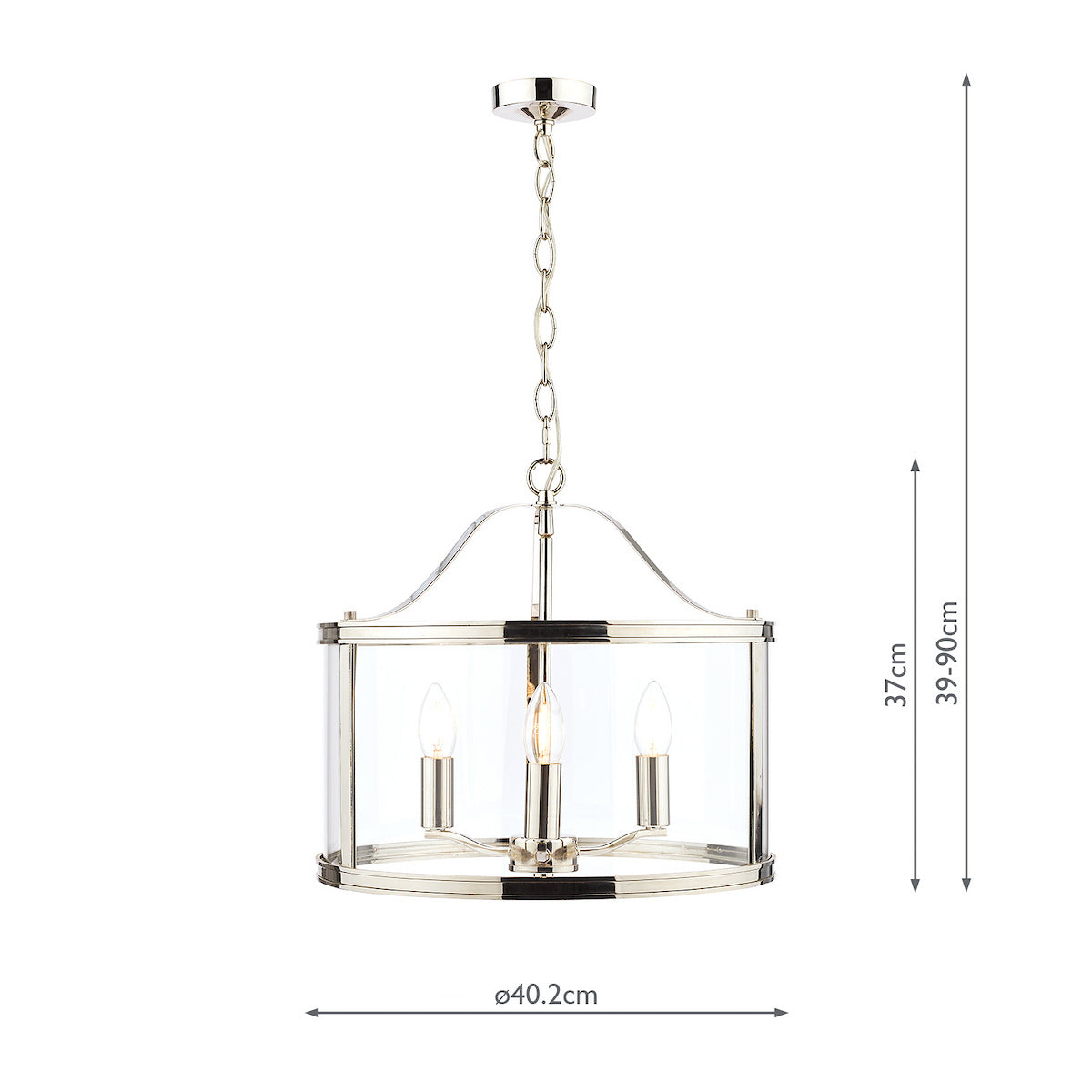 HARRINGTON 3LT POLISHED NICKEL LANTERN E14