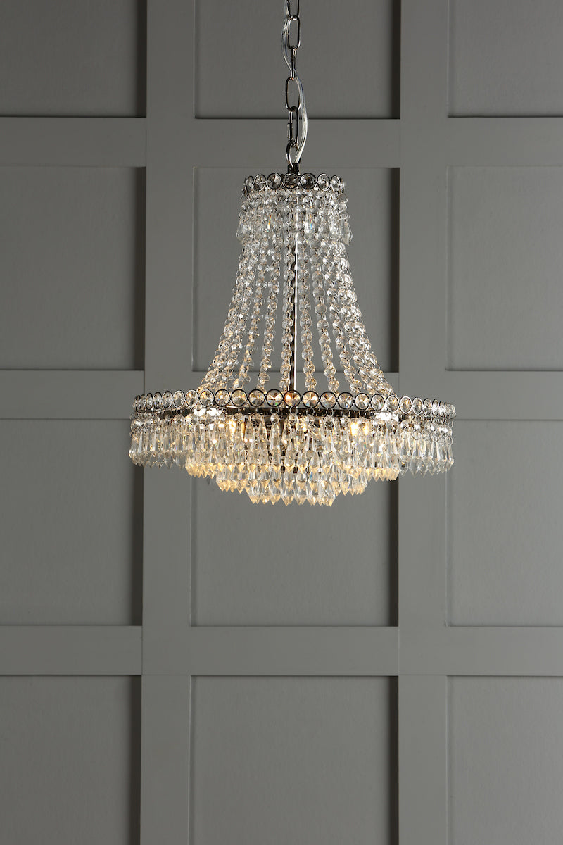 Laura Ashley Enid Grand 5lt Chandelier Polished Nickel & Cut Glass