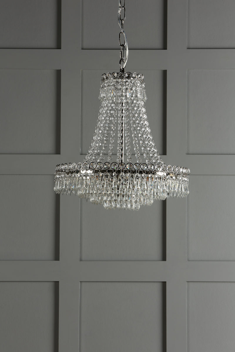 Laura Ashley Enid Grand 5lt Chandelier Polished Nickel & Cut Glass