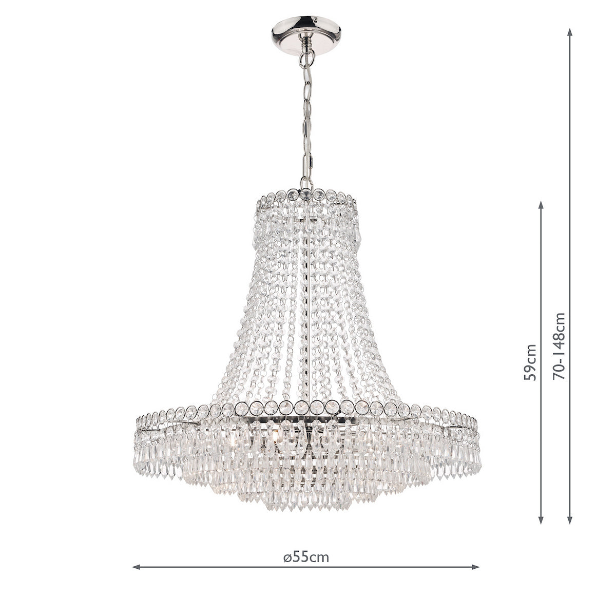 Laura Ashley Enid Grand 5lt Chandelier Polished Nickel & Cut Glass