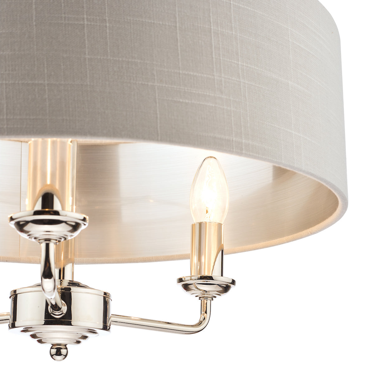 Laura Ashley Sorrento 3 Light Shadelier Polished Nickel With Silver Shade