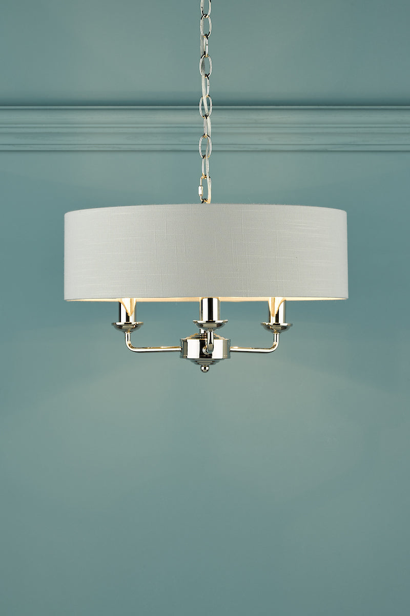 Laura Ashley Sorrento 3 Light Shadelier Polished Nickel With Silver Shade