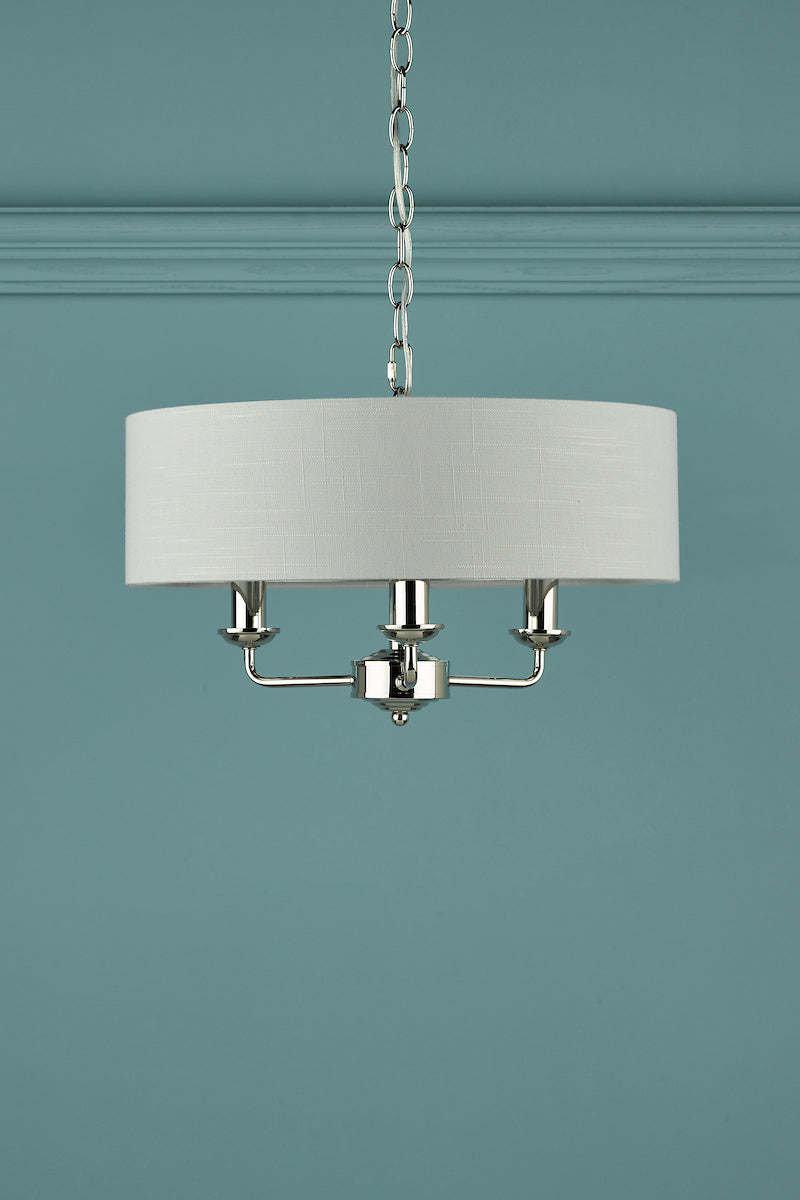 Laura Ashley Sorrento 3 Light Shadelier Polished Nickel With Silver Shade