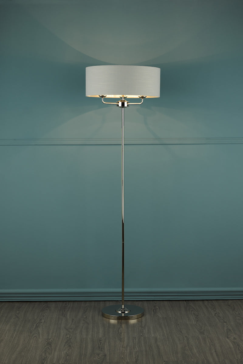 Laura Ashley Sorrento 3 Light Floor Lamp Polished Nickel With Silver Shade