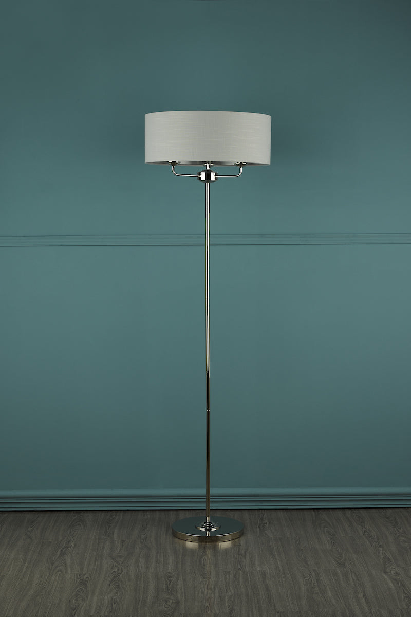 Laura Ashley Sorrento 3 Light Floor Lamp Polished Nickel With Silver Shade