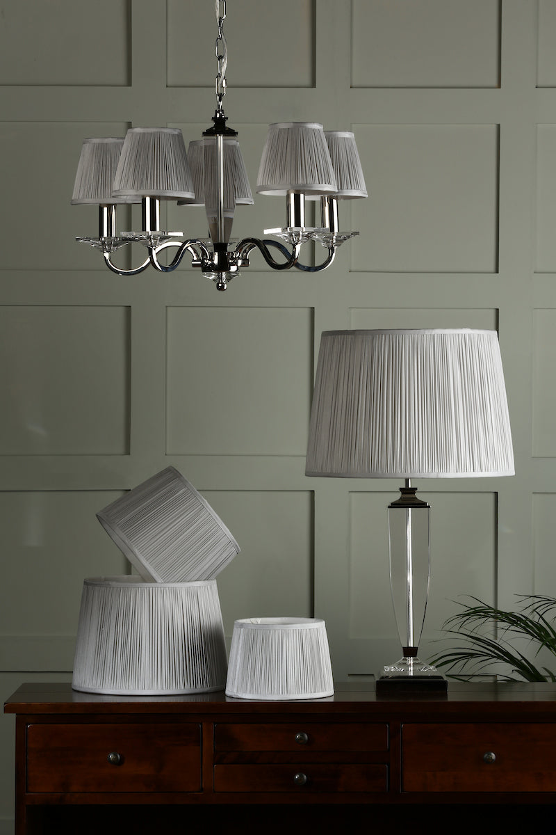 Laura Ashley Hemsley Pleated Silk Empire Drum Shade Silver 20cm/8 inch