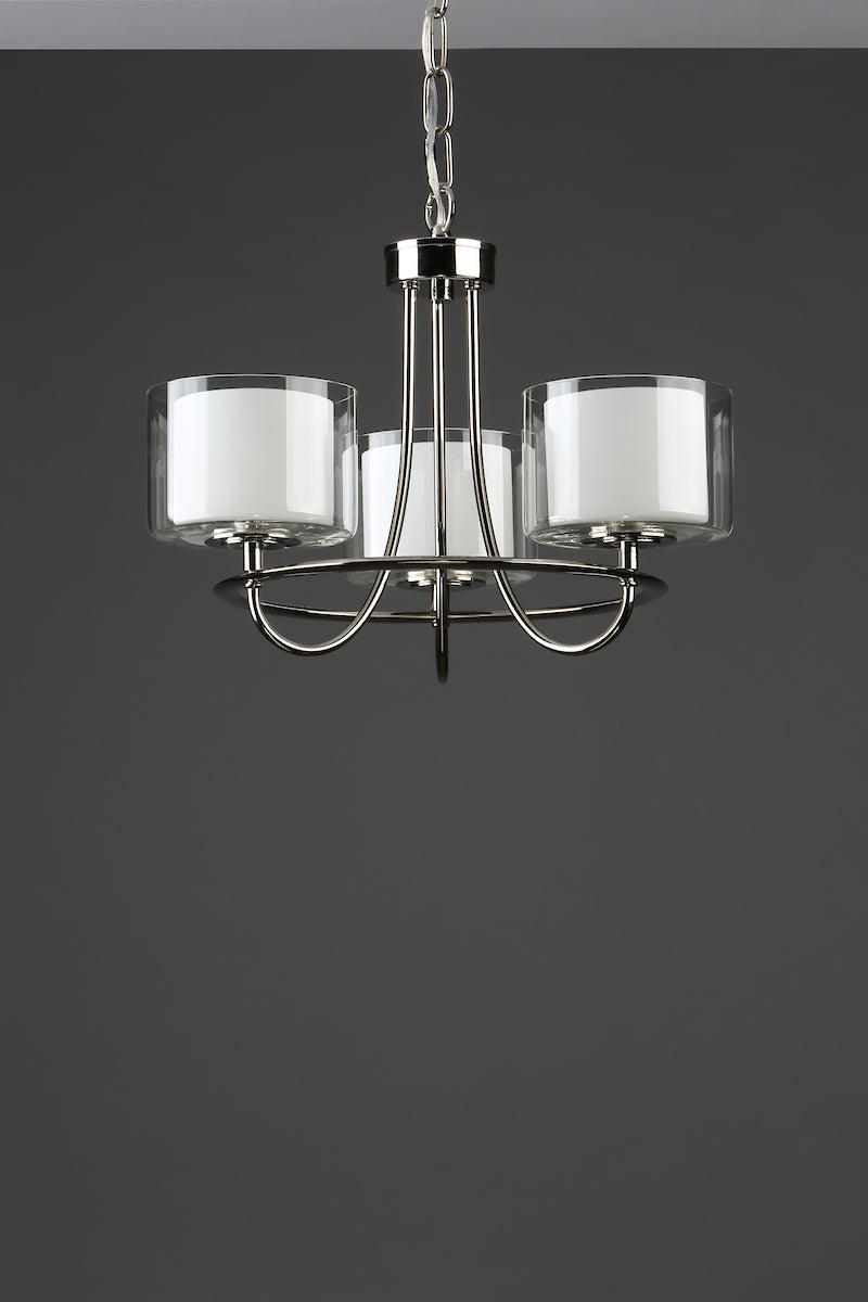 Laura Ashley Southwell 3lt Chandelier Polished Nickel & Glass Shades