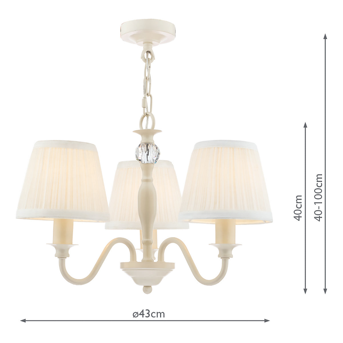 Laura Ashley Ellis 3lt Pendant Ivory With Shades