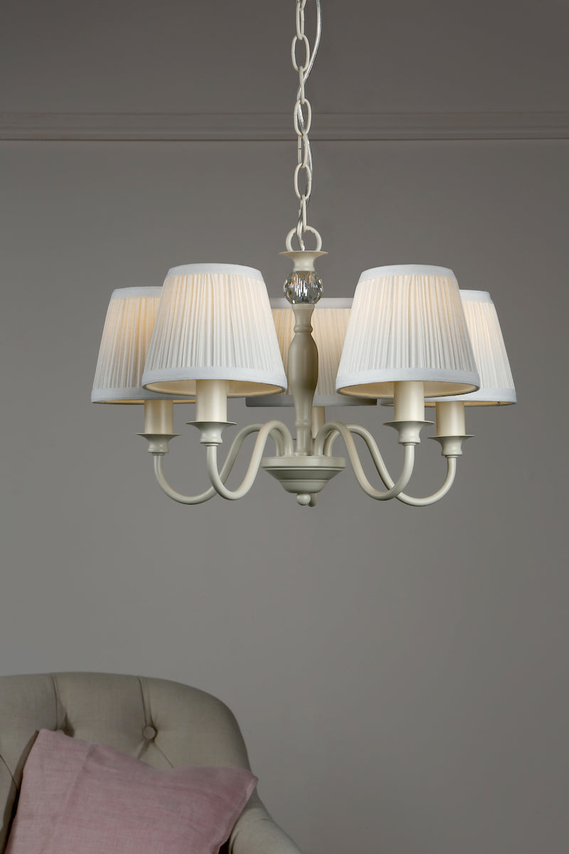 Laura Ashley Ellis 5lt Pendant Ivory With Shades