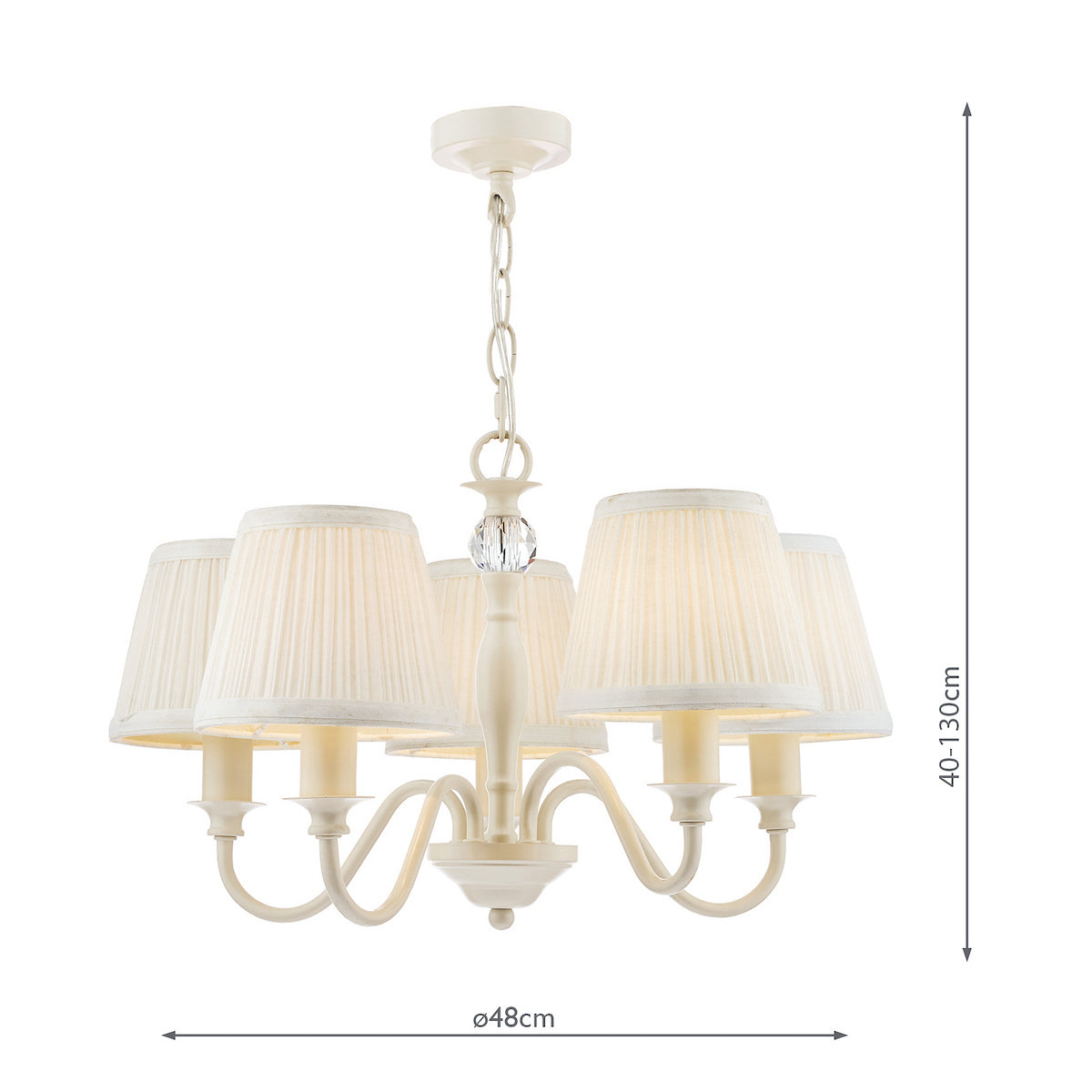 Laura Ashley Ellis 5lt Pendant Ivory With Shades