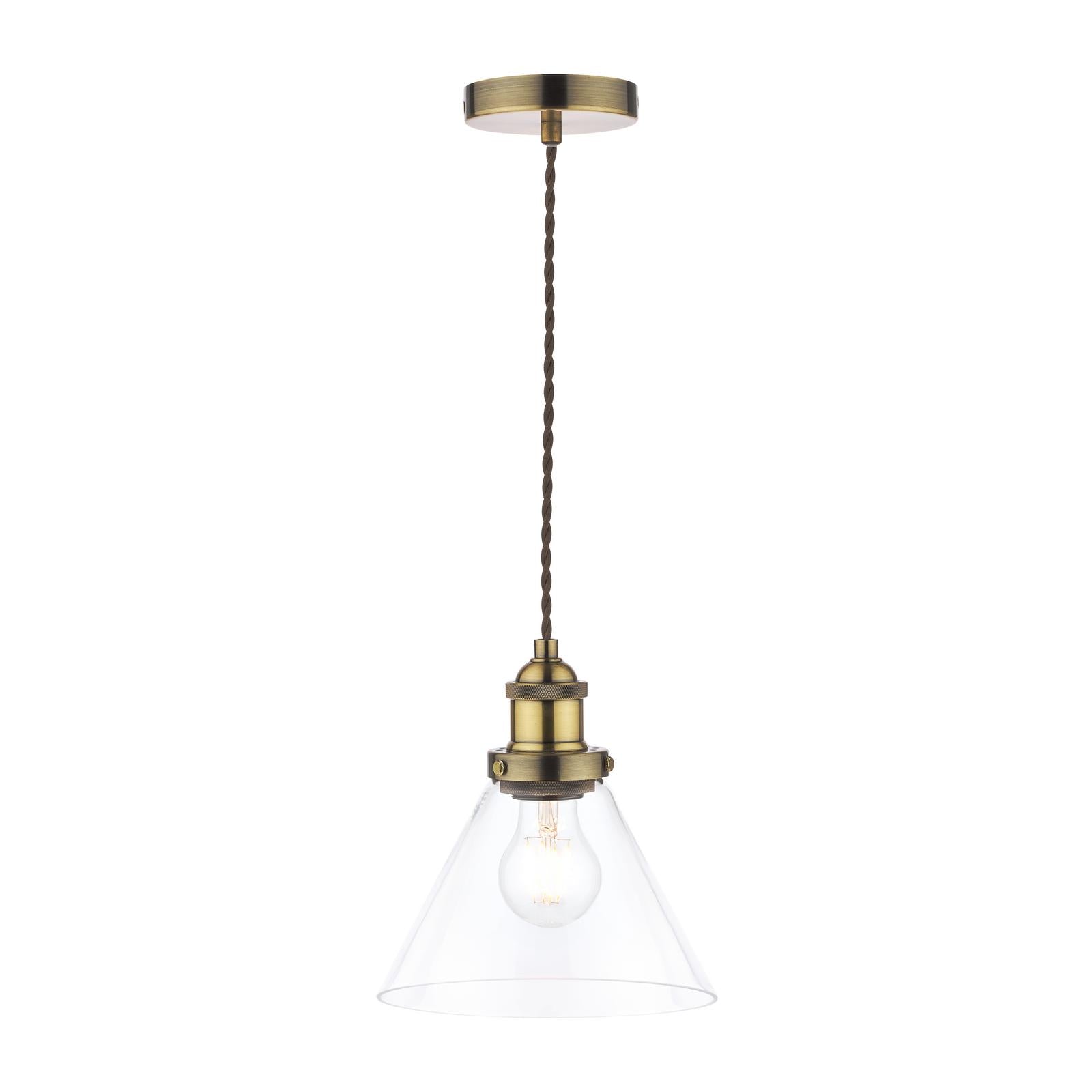 Laura Ashley Isaac Pendant Antique Brass Glass