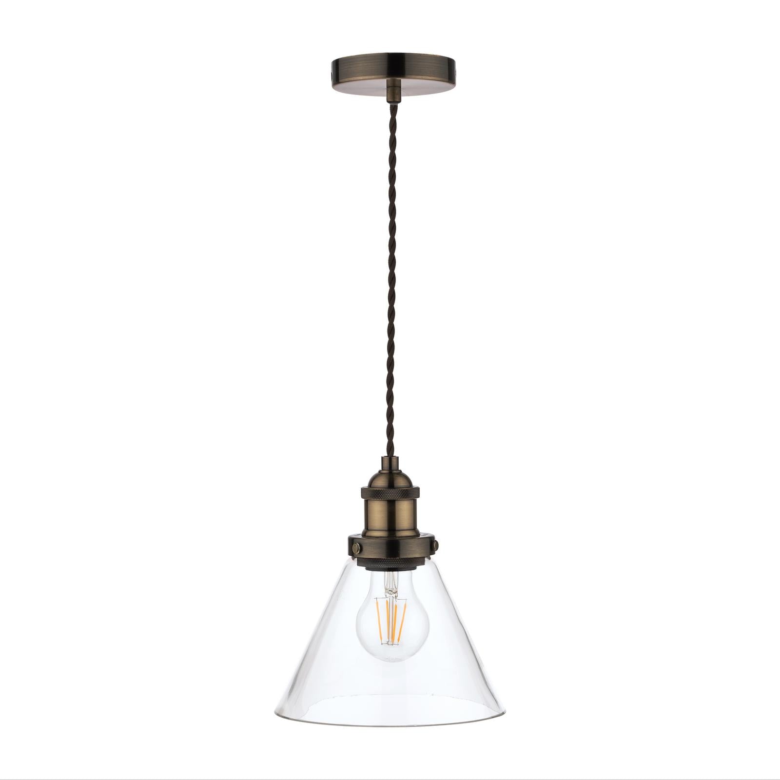 Laura Ashley Isaac Pendant Antique Brass Glass