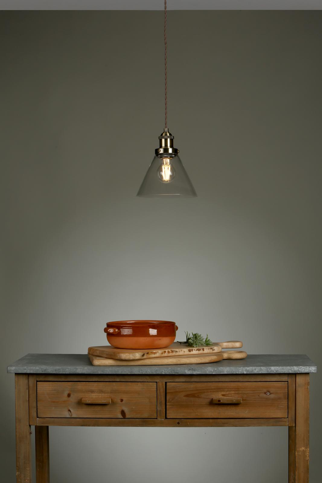 Laura Ashley Isaac Pendant Antique Brass Glass