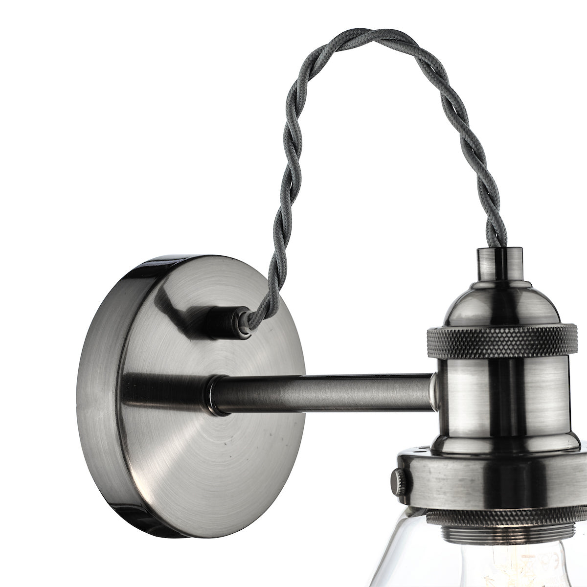 Laura Ashley Isaac Wall Light Satin Nickel Glass