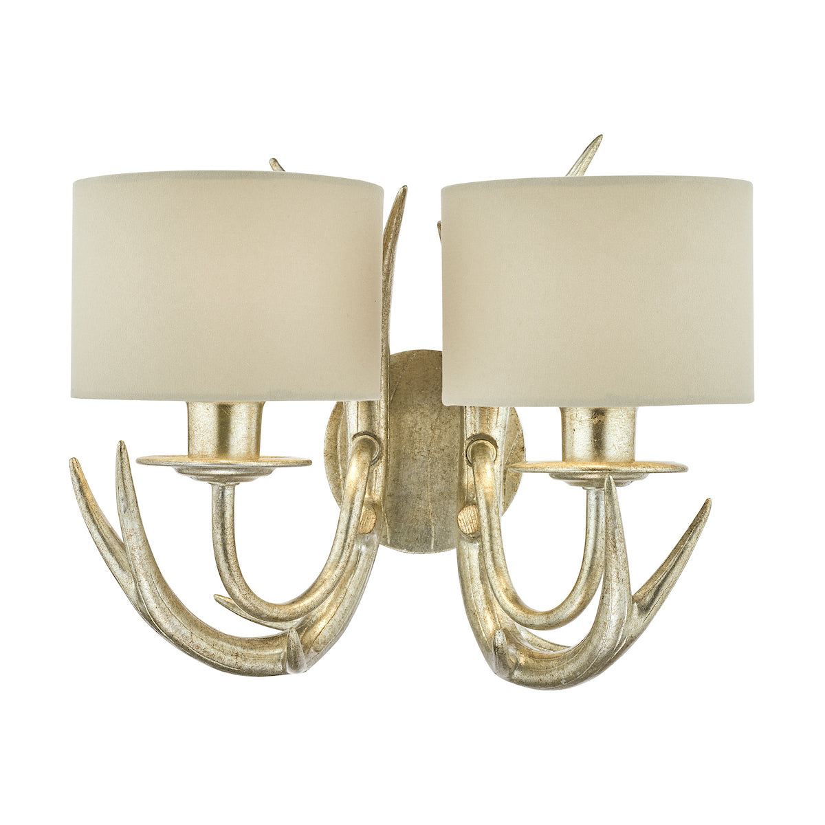 Laura Ashley Mulroy Antler 2lt Wall Light Champagne With Shades