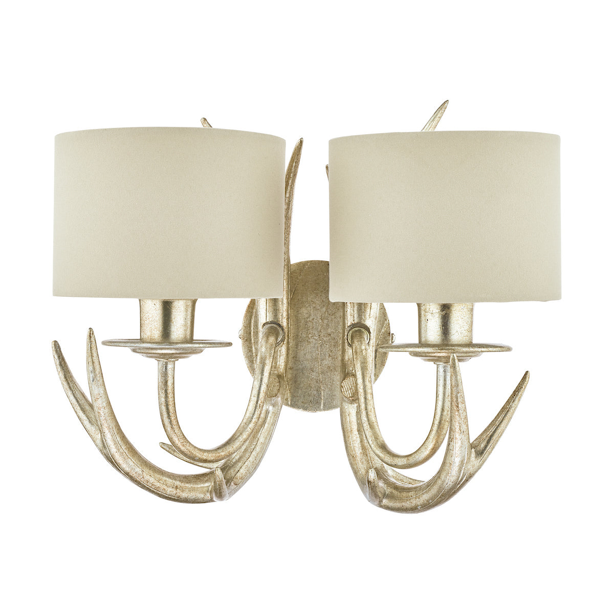 Laura Ashley Mulroy Antler 2lt Wall Light Champagne With Shades