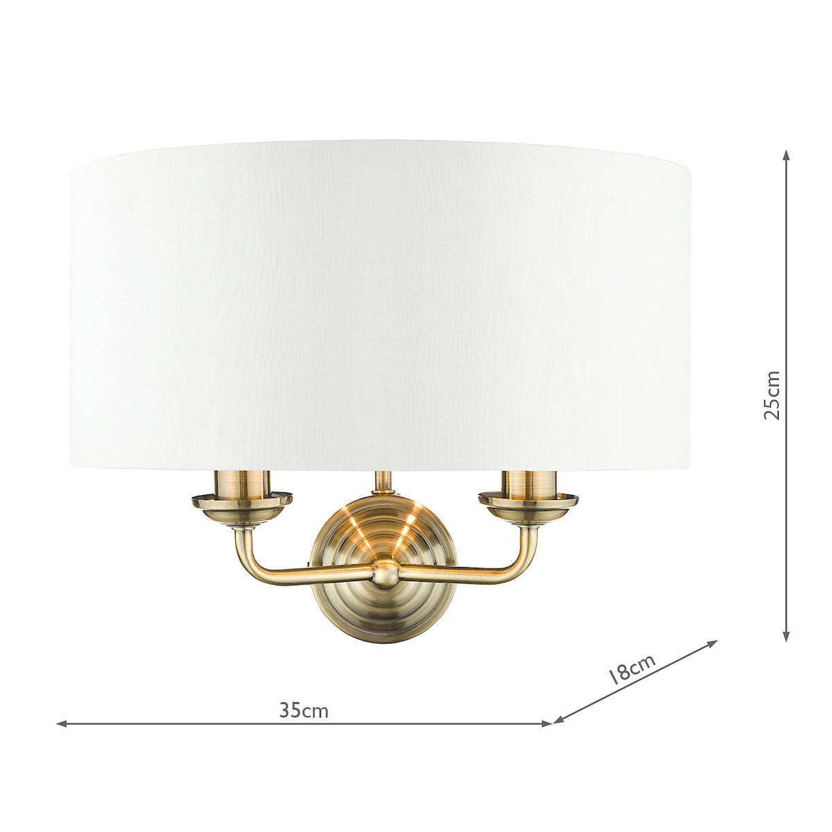 Laura Ashley Sorrento 2 Light Wall Light Antique Brass With Ivory Shade