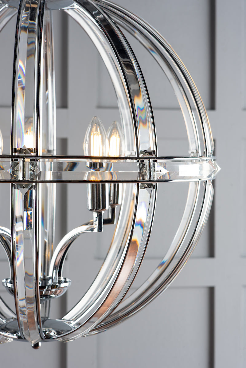 Laura Ashley Aidan 5lt Pendant Glass & Polished Chrome