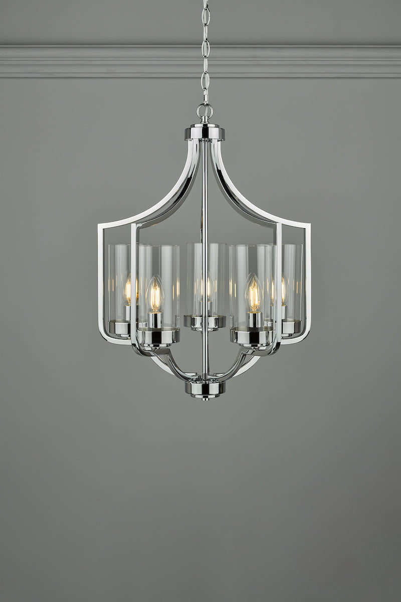 Laura Ashley Joseph 5lt Chandelier Polished Chrome Glass