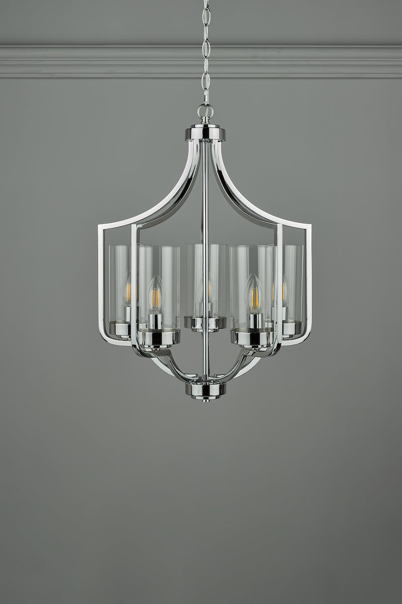 Laura Ashley Joseph 5lt Chandelier Polished Chrome Glass
