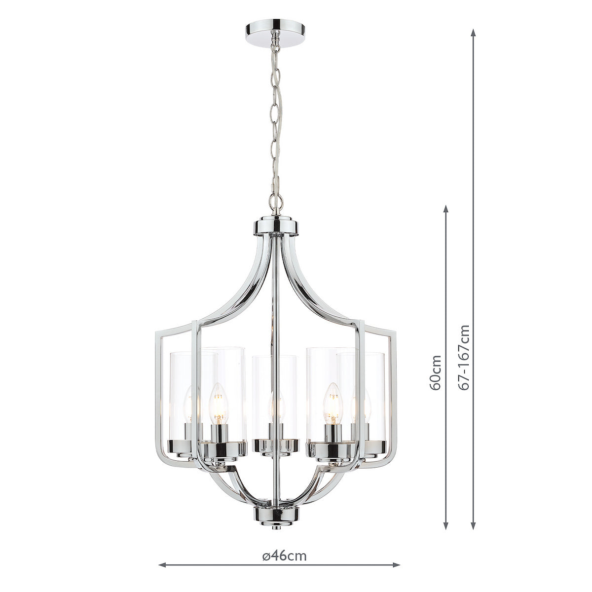 Laura Ashley Joseph 5lt Chandelier Polished Chrome Glass