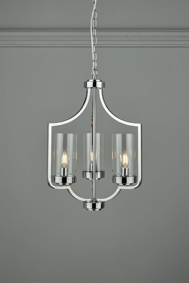Laura Ashley Joseph 3lt Chandelier Polished Chrome Glass