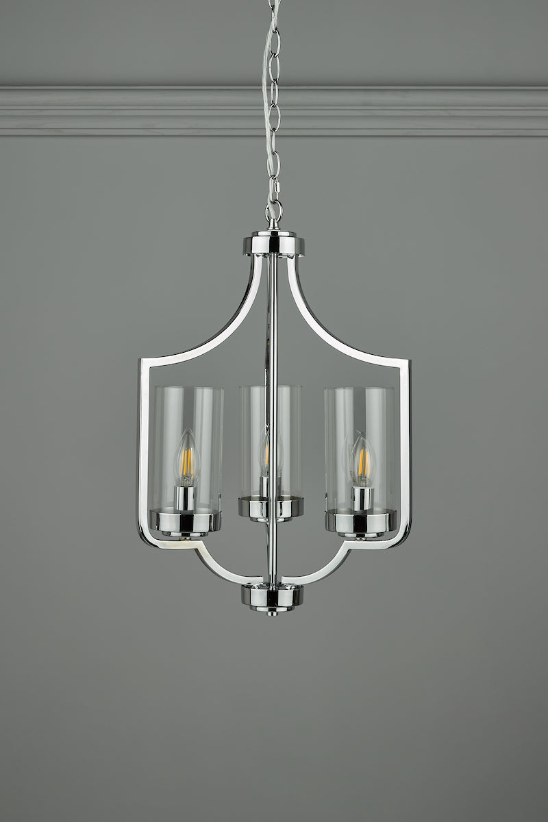 Laura Ashley Joseph 3lt Chandelier Polished Chrome Glass