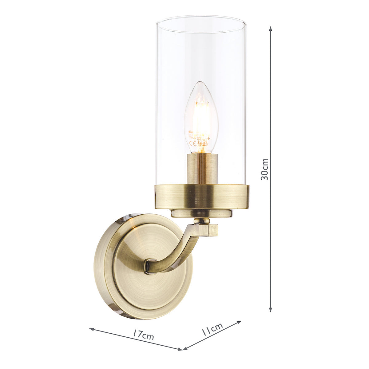 Laura Ashley Joseph Wall Light Antique Brass Glass