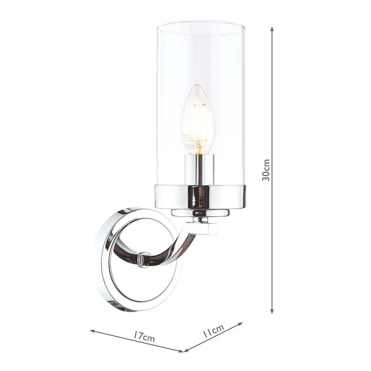 Laura Ashley Joseph Wall Light Polished Chrome Glass
