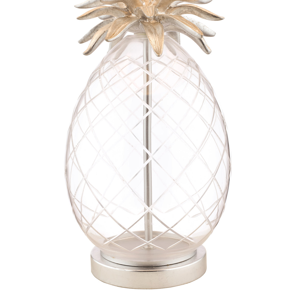 Laura Ashley Pineapple Table Lamp Clear Cut Glass & Brushed Chrome With Shade