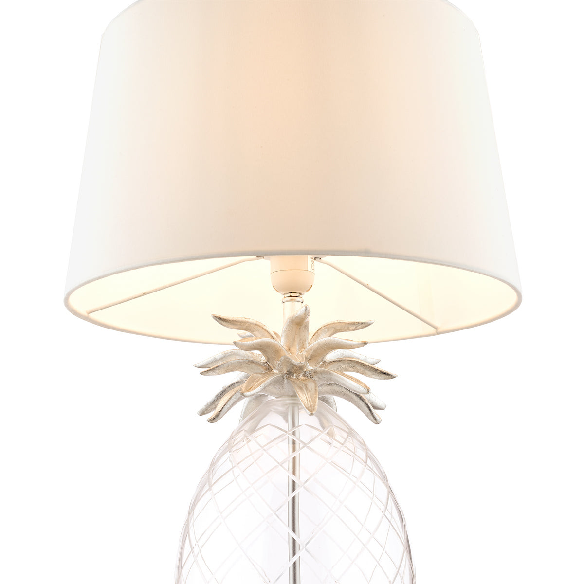 Laura Ashley Pineapple Table Lamp Clear Cut Glass & Brushed Chrome With Shade