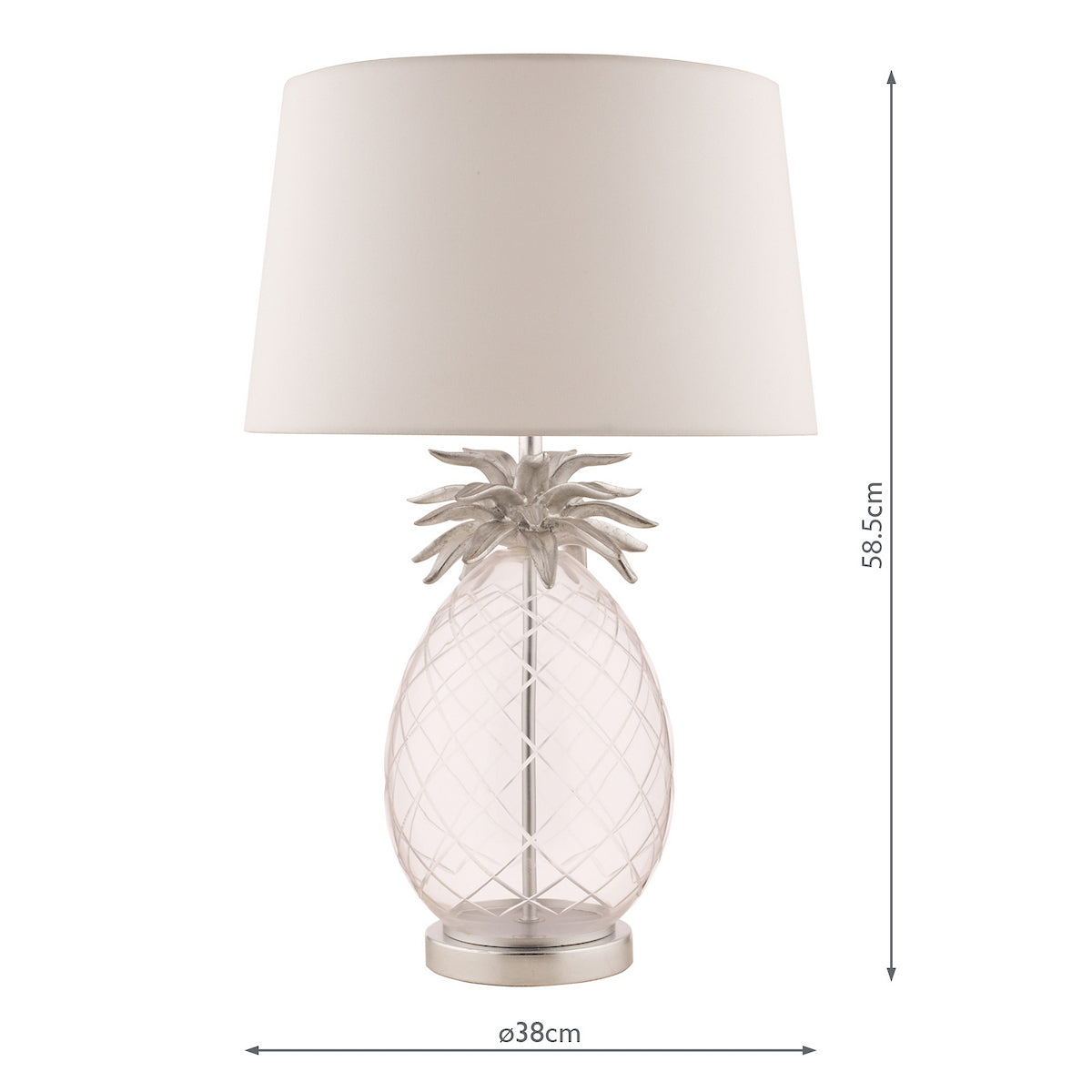 Laura Ashley Pineapple Table Lamp Clear Cut Glass & Brushed Chrome With Shade