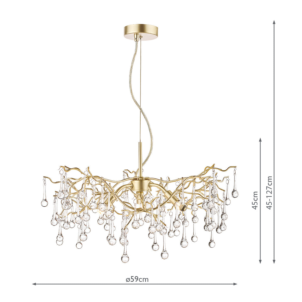 Laura Ashley Willow 3lt Pendant Champagne & Clear Crystal