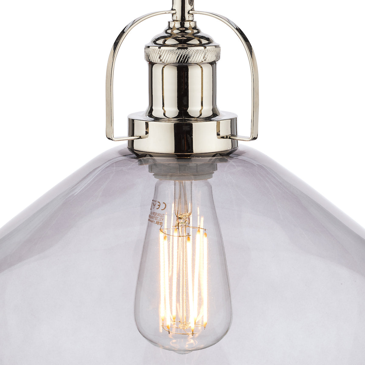 Laura Ashley Rye Pendant Polished Nickel Smoked Glass
