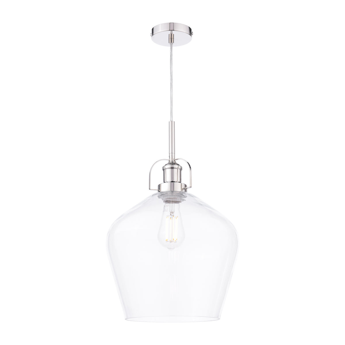 Laura Ashley Rye Pendant Polished Nickel Clear Glass