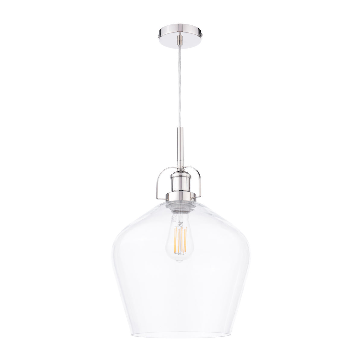 Laura Ashley Rye Pendant Polished Nickel Clear Glass